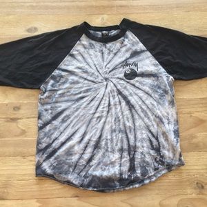 COPY - Vintage Stussy 8 Ball Tie Dye Raglan T-shirt Men's Large Distressed